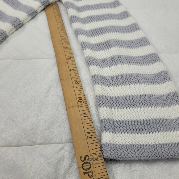 Chelsea & Theodore cotton long striped gray white hoodie sweater nautical cozy M - Picture 7 of 11